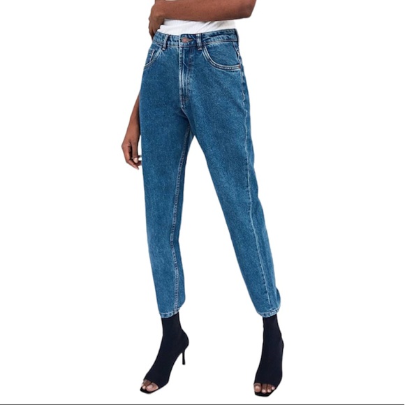 Zara Trafaluc Denimwear High Waisted Baggy Dark Jeans size 10 - Picture 11 of 11